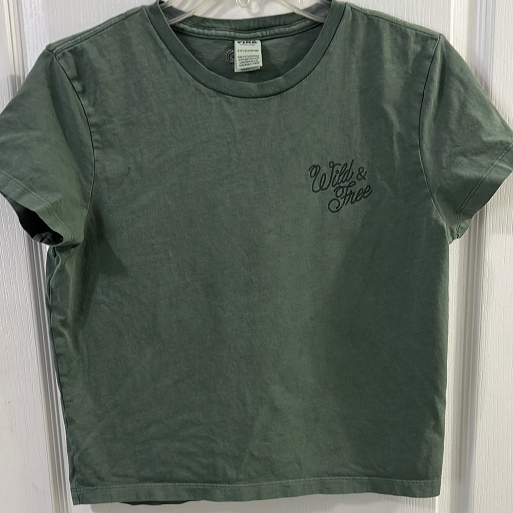 PINK Victoria's Secret Green Short Sleeve Tee with Logo Size Small